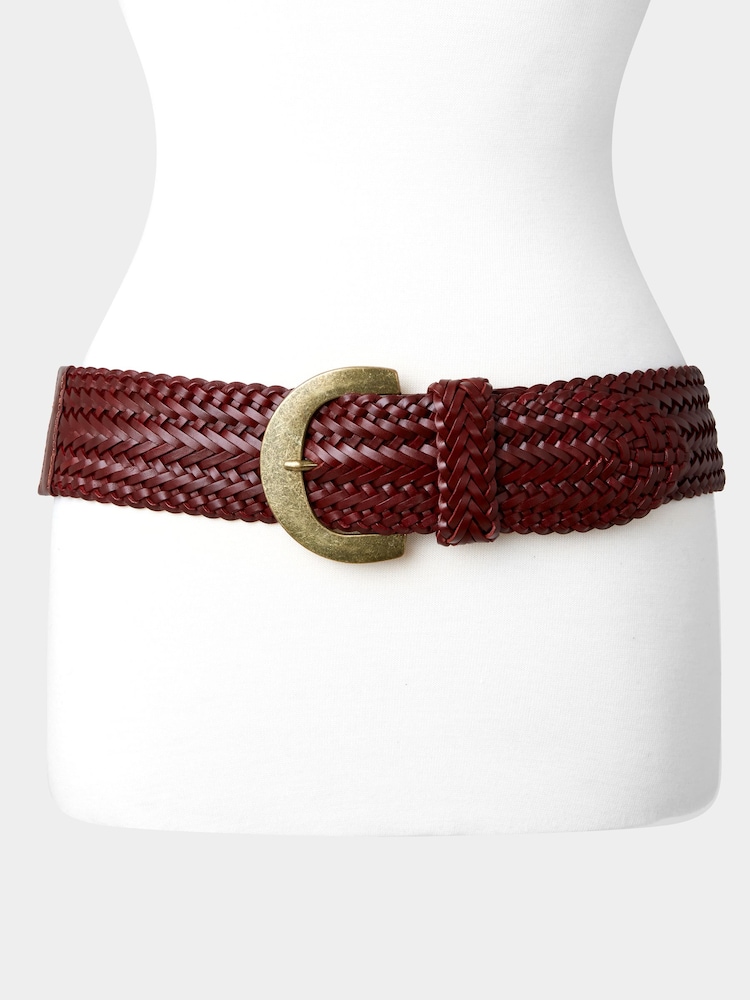 Joe Browns Brown Woven Leather Waist Belt - Image 2 of 3