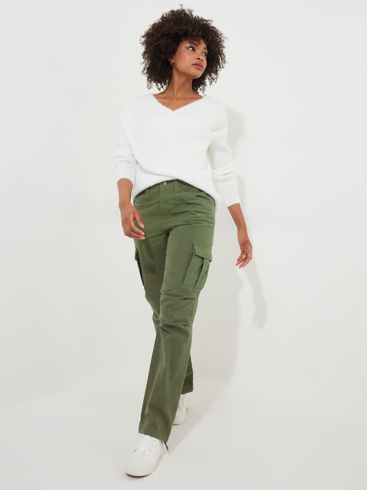 Joe Browns Green Woven Multipocket 100% Cotton Cargo Trousers - Image 1 of 7