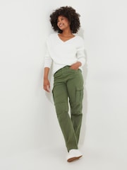 Joe Browns Green Woven Multipocket 100% Cotton Cargo Trousers - Image 2 of 7