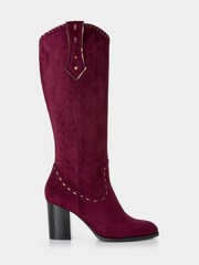Joe Browns Red Western Whip Stitch Detail Long Boots - Image 3 of 6