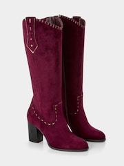 Joe Browns Red Western Whip Stitch Detail Long Boots - Image 5 of 6