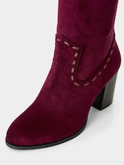 Joe Browns Red Western Whip Stitch Detail Long Boots - Image 6 of 6