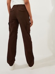 Joe Browns Brown Woven Multipocket Chocolate Cargo 100% Cotton Trousers - Image 4 of 8
