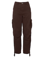 Joe Browns Brown Woven Multipocket Chocolate Cargo 100% Cotton Trousers - Image 8 of 8