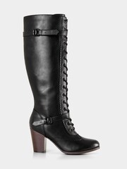 Joe Browns Black PU Tall Lace-Up Boots - Image 1 of 7