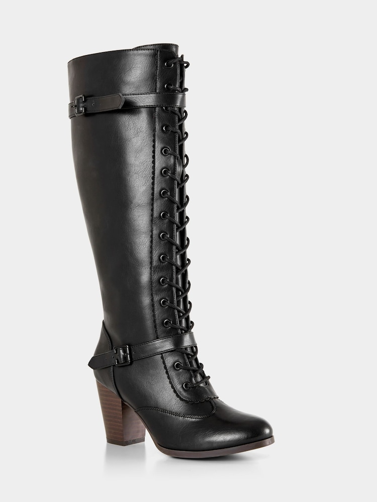 Joe Browns Black PU Tall Lace-Up Boots - Image 2 of 7