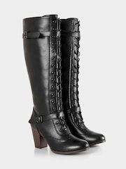 Joe Browns Black PU Tall Lace-Up Boots - Image 3 of 7