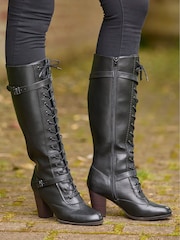 Joe Browns Black PU Tall Lace-Up Boots - Image 6 of 7