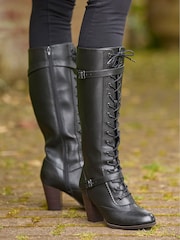 Joe Browns Black PU Tall Lace-Up Boots - Image 7 of 7
