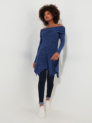 Joe Browns Blue Slim Fit Soft Jersey Bardot Jersey Tunic Top - Image 2 of 6