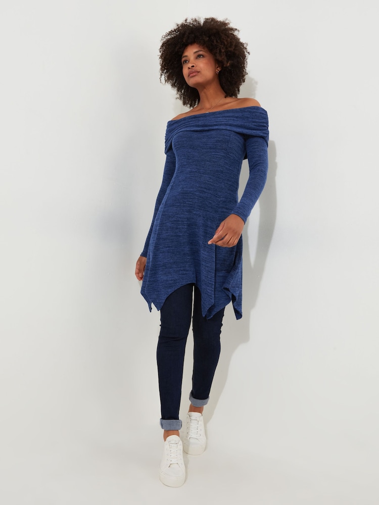 Joe Browns Blue Slim Fit Soft Jersey Bardot Jersey Tunic Top - Image 2 of 6