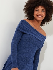 Joe Browns Blue Slim Fit Soft Jersey Bardot Jersey Tunic Top - Image 3 of 6