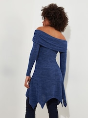 Joe Browns Blue Slim Fit Soft Jersey Bardot Jersey Tunic Top - Image 4 of 6
