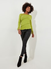 Joe Browns Green Retro Lace Insert Flared Sleeve Top - Image 2 of 5