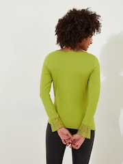 Joe Browns Green Retro Lace Insert Flared Sleeve Top - Image 4 of 5