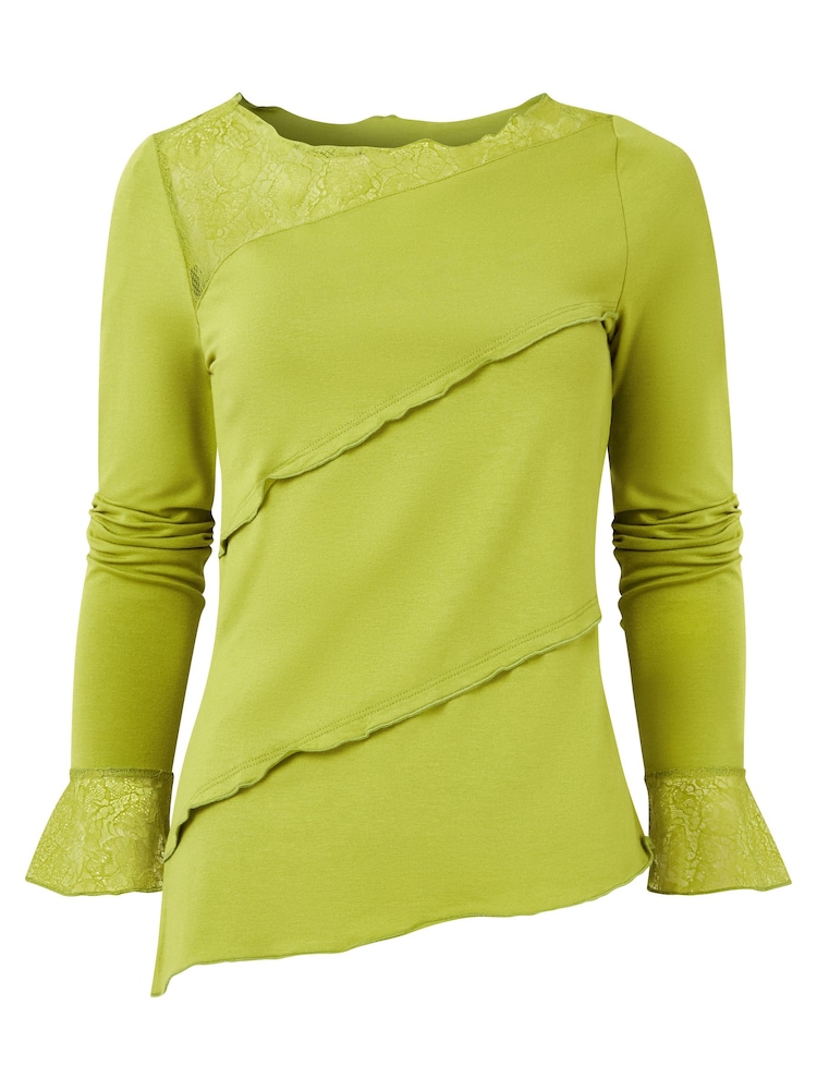 Joe Browns Green Retro Lace Insert Flared Sleeve Top - Image 5 of 5