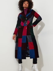 Joe Browns Purple Velvet Patchwork Maxi Coat - Image 1 of 5