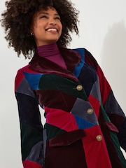 Joe Browns Purple Velvet Patchwork Maxi Coat - Image 2 of 5
