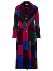 Joe Browns Purple Velvet Patchwork Maxi Coat - Image 4 of 5