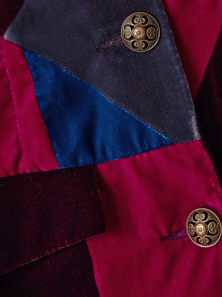 Joe Browns Purple Velvet Patchwork Maxi Coat - Image 5 of 5