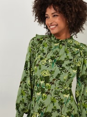 Joe Browns Frilly Floral Print High Neck Dress with Elasticated Waist - Image 6 of 7
