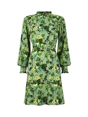 Joe Browns Frilly Floral Print High Neck Dress with Elasticated Waist - Image 7 of 7