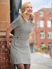 Joe Browns Black Retro High Neck Dogtooth Check Mini Dress - Image 1 of 7