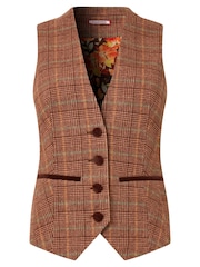 Joe Browns Brown Heritage Check PU Trim Waistcoat - Image 8 of 8