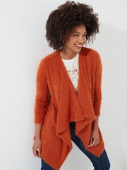 Joe Browns Orange Relaxed  Fit Eyelash Knit Waterfall Cardigan - Image 1 of 5