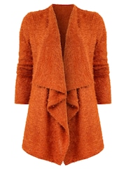 Joe Browns Orange Relaxed  Fit Eyelash Knit Waterfall Cardigan - Image 2 of 5