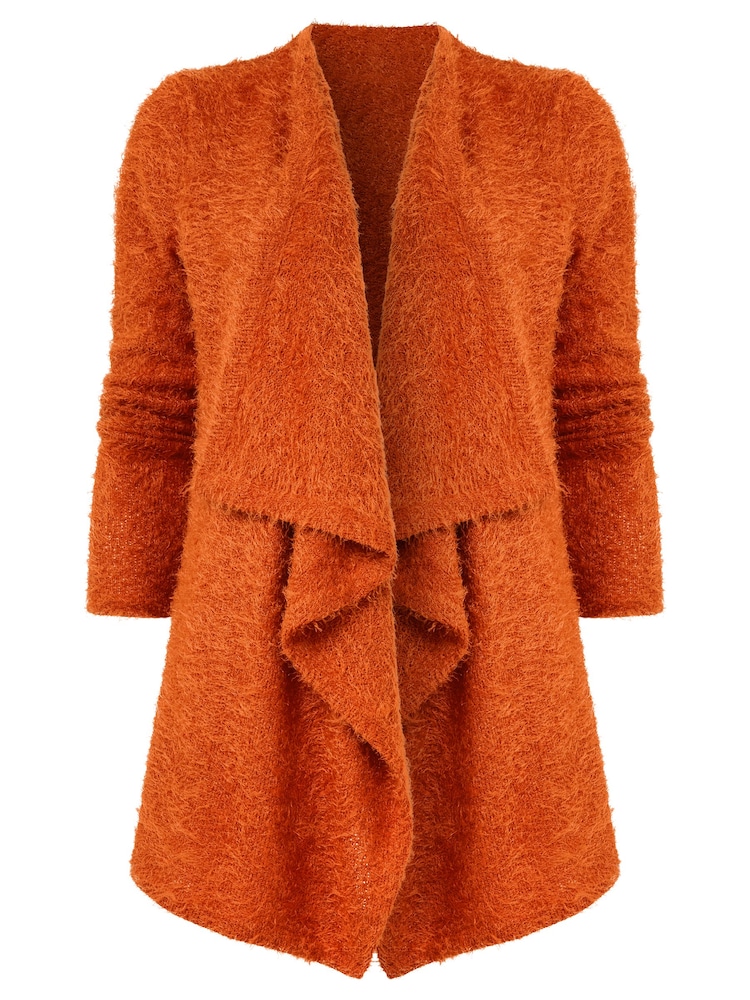 Joe Browns Orange Relaxed  Fit Eyelash Knit Waterfall Cardigan - Image 2 of 5