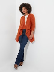 Joe Browns Orange Relaxed  Fit Eyelash Knit Waterfall Cardigan - Image 3 of 5