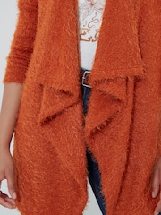 Joe Browns Orange Relaxed  Fit Eyelash Knit Waterfall Cardigan - Image 4 of 5