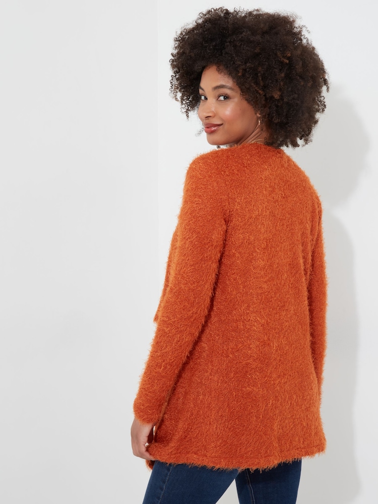 Joe Browns Orange Relaxed  Fit Eyelash Knit Waterfall Cardigan - Image 5 of 5