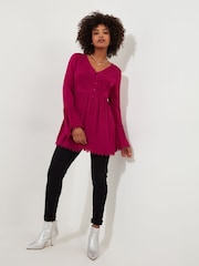 Joe Browns Pink Embroidered Lace Trim Tunic Top - Image 2 of 8