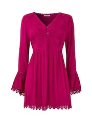 Joe Browns Pink Embroidered Lace Trim Tunic Top - Image 8 of 8