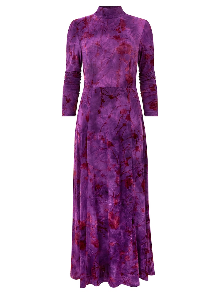 Joe Browns Purple Flocked Print High Neck Maxi Dress - Image 7 of 7 Joe Browns Purple Flocked Print High Neck Maxi Dress - Image 7 of 7