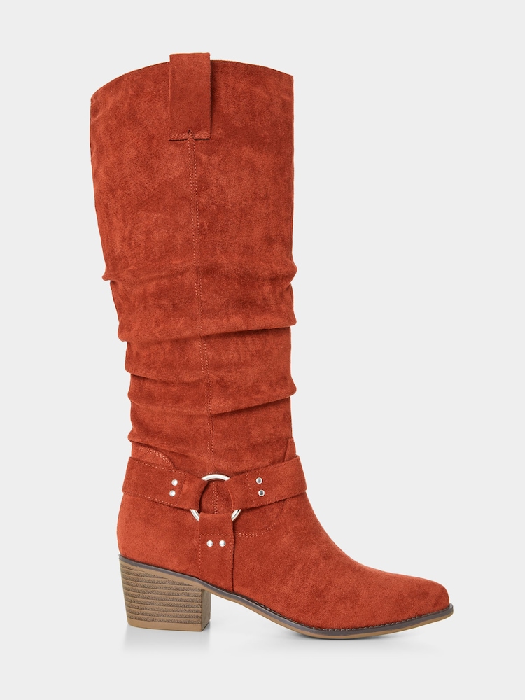 Joe Browns Orange Statement Strap Slouchy Microsuede Long Boots - Image 1 of 6