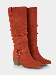 Joe Browns Orange Statement Strap Slouchy Microsuede Long Boots - Image 3 of 6