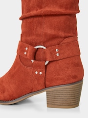 Joe Browns Orange Statement Strap Slouchy Microsuede Long Boots - Image 4 of 6