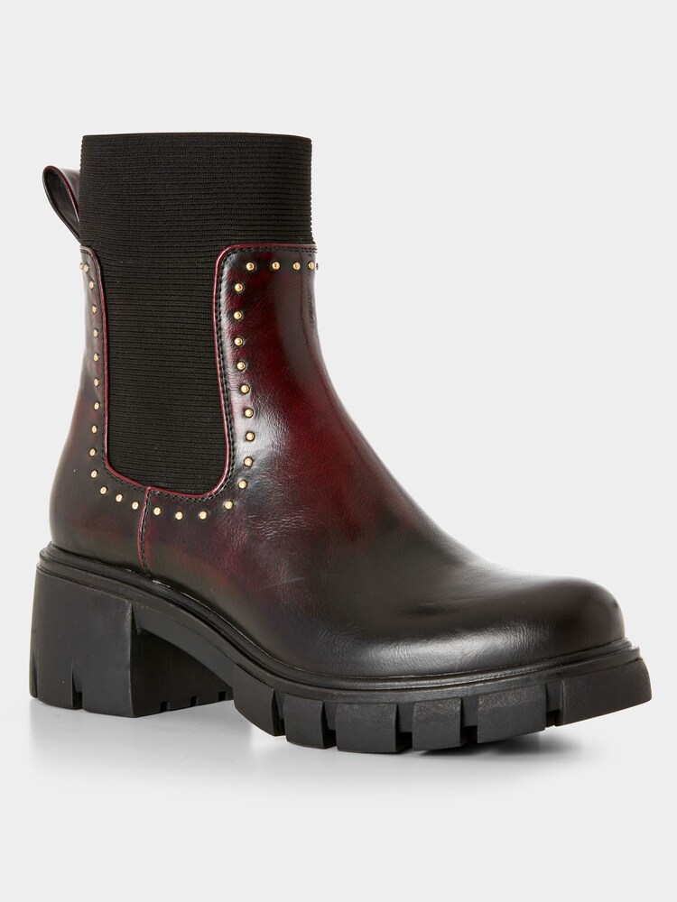 Joe Browns Red Ombre Studded Chunky Ankle Chelsea Boots - Image 2 of 4