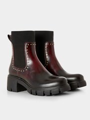 Joe Browns Red Ombre Studded Chunky Ankle Chelsea Boots - Image 3 of 4