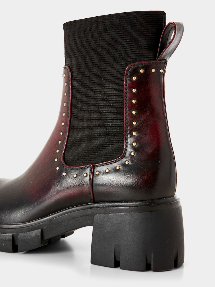 Joe Browns Red Ombre Studded Chunky Ankle Chelsea Boots - Image 4 of 4