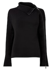 Joe Browns Black Oversized Edgy Collar Zip Jumper - Image 3 of 3