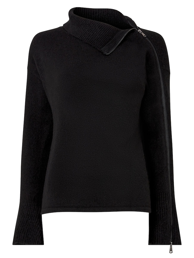 Joe Browns Black Oversized Edgy Collar Zip Jumper - Image 3 of 3