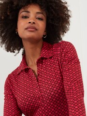 Joe Browns Pink Retro Geometric Print Collared Jersey Shirt - Image 2 of 5