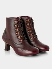 Joe Browns Red Vintage Brogue Detail Leather Ankle Boots - Image 3 of 4
