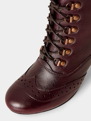 Joe Browns Red Vintage Brogue Detail Leather Ankle Boots - Image 4 of 4
