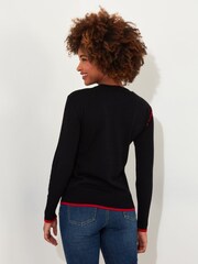 Joe Browns Black Tartan Scottie Dog Fine Knit Jumper - Image 3 of 5