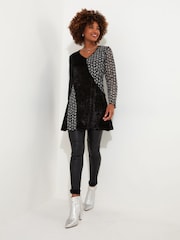 Joe Browns Black Velour and Mesh Textured Jersey Tunic Dress - Image 2 of 6